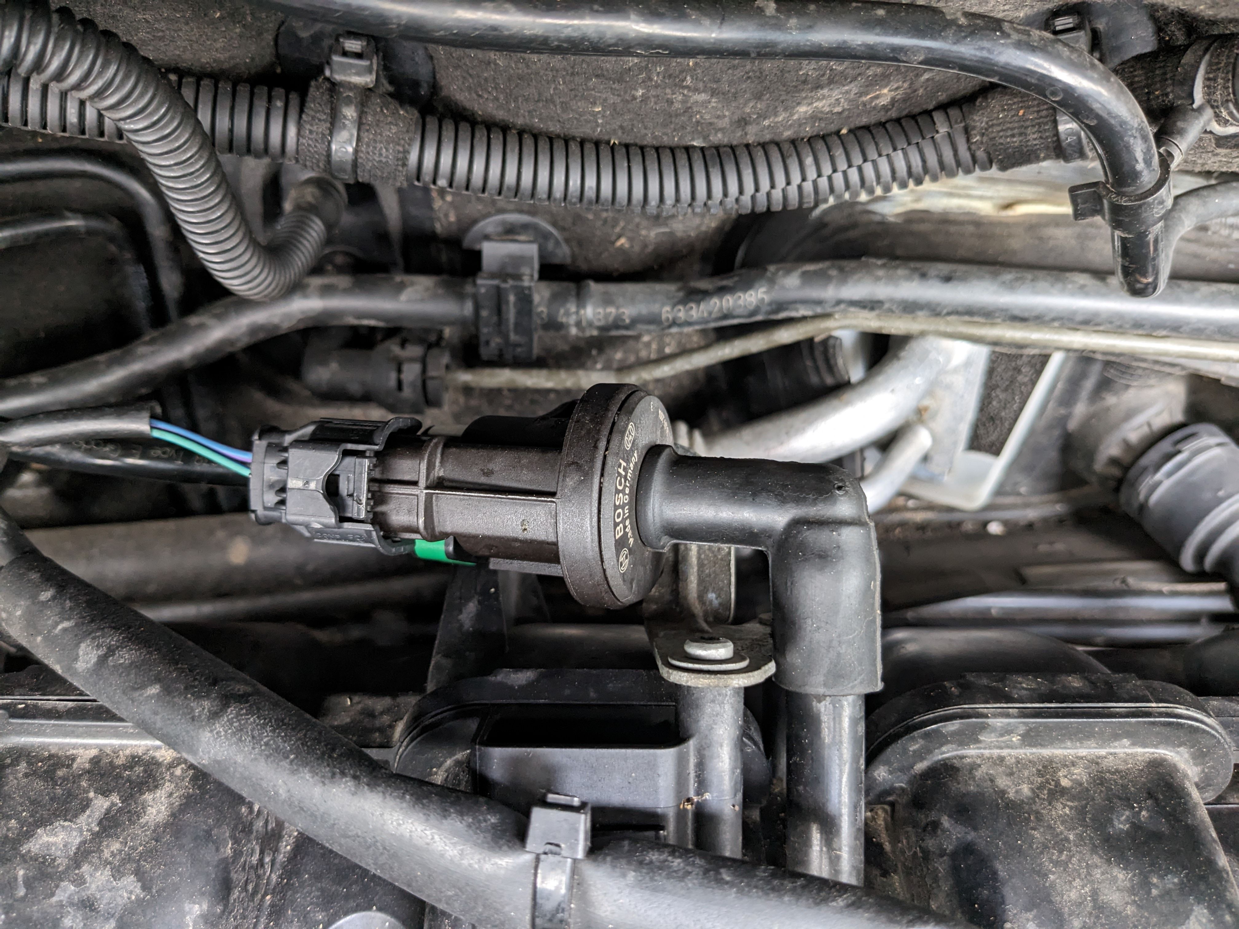 A close up of the purge valve