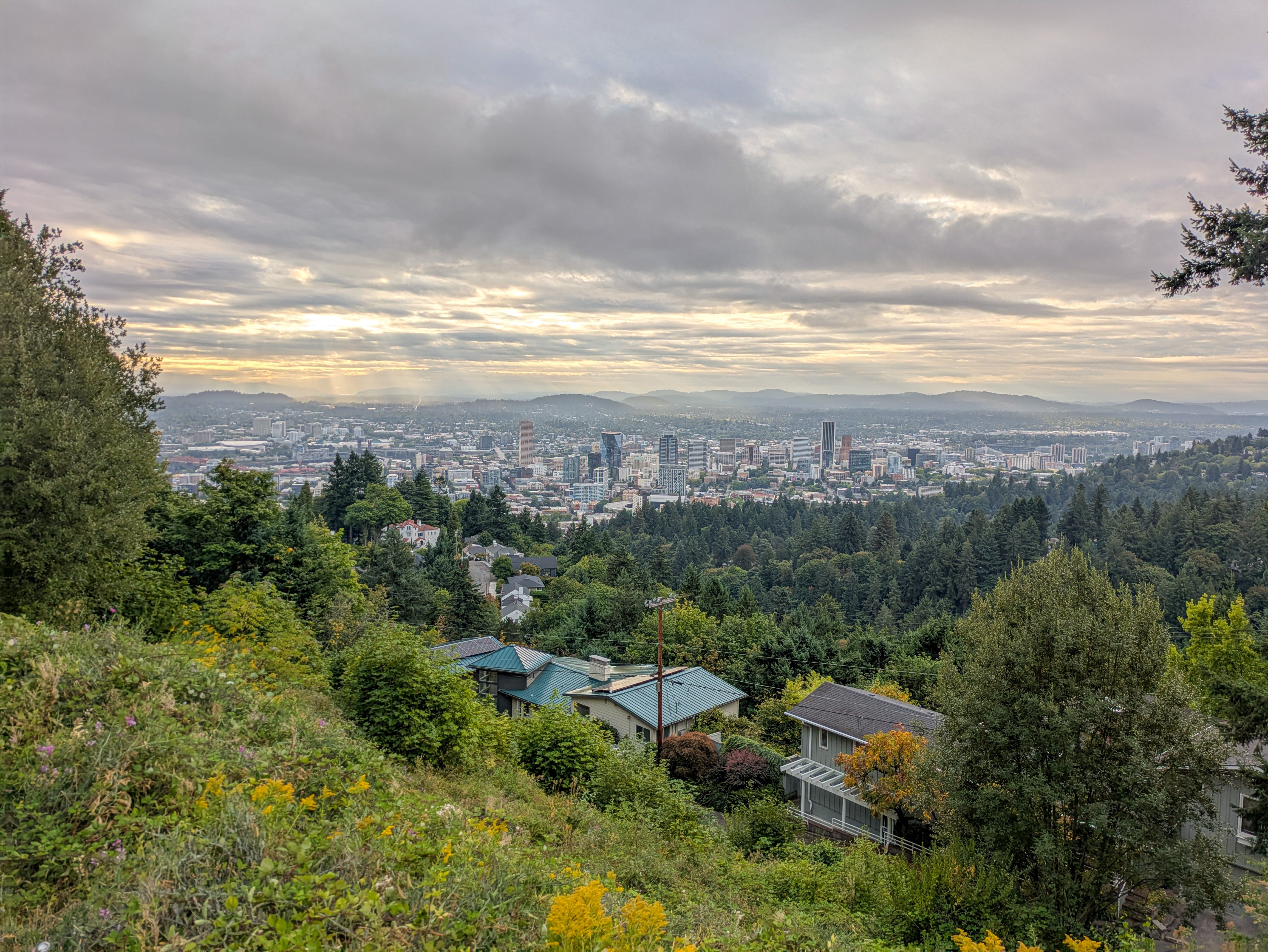 A view of Portland from Pittock Mansion along the Wildwood Trail